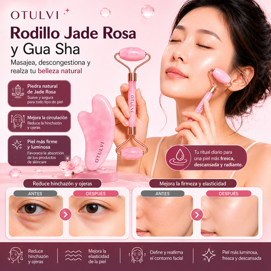 Rodillo Masajeador Facial de Jade para guasha– Belleza Natural con Toque de Lujo